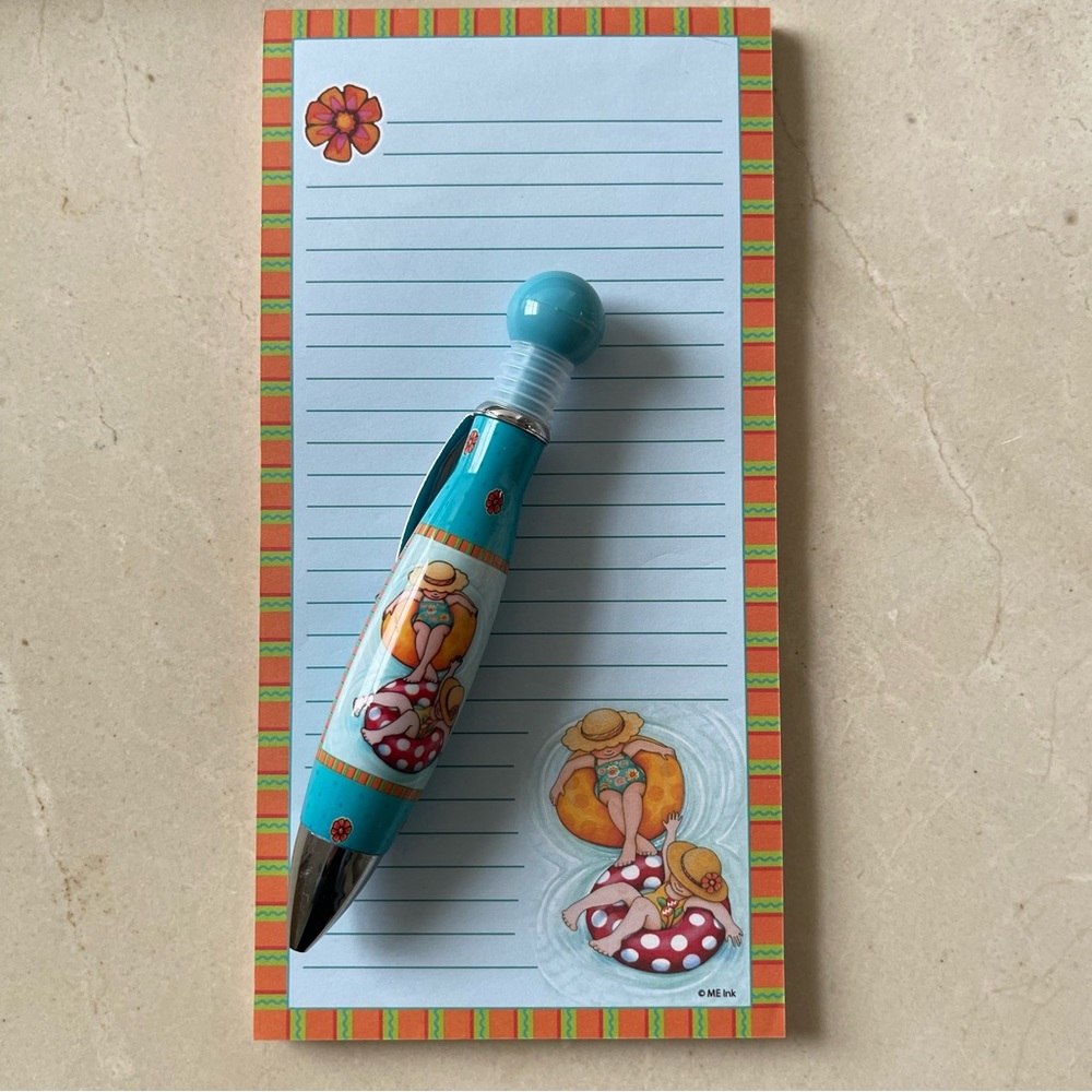 Magnetic Notepad and Matching Pen Baby Cherub Swimming Listpad